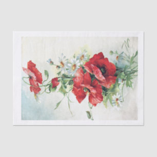 Echte (nicht KI) Vintage rote Mohnblumen von Postk Seidenpapier