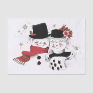 Echte (nicht KI) Vintage Snowman Coupl aus dem Mit Seidenpapier