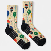 Echte Retro-hübsche Ornament-Muster Beige Orange Socken (Rechts)