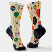 Echte Retro-hübsche Ornament-Muster Beige Orange Socken (Gewinkelt)