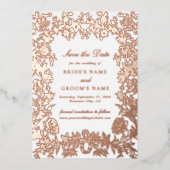 Echte Rose Gold Blumenhochzeit Sichern Sie die Dat Folieneinladung (Vorderseite)