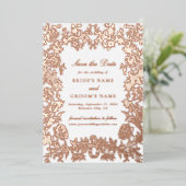 Echte Rose Gold Blumenhochzeit Sichern Sie die Dat Folieneinladung (Stehend vorne)