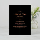 Echte Rose Gold Foil Black Wedding Save the Date Folieneinladung (Stehend vorne)