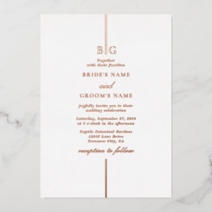 Echte Rose Gold Foil Minimal Mongram Wedding Folieneinladung