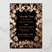 Echte Rose Gold Foil Wedding Save the Date Card Folieneinladung (Vorderseite)