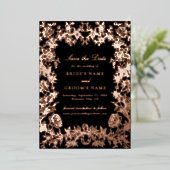 Echte Rose Gold Foil Wedding Save the Date Card Folieneinladung (Stehend vorne)