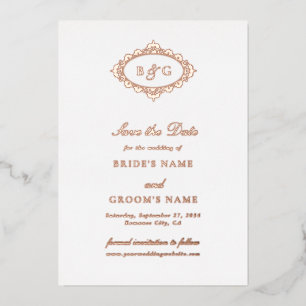 Echte Rose Gold Foil White Wedding Retten Sie das Folieneinladung
