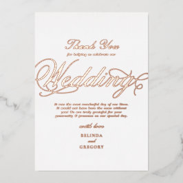 Echte Rose Gold Foil White Wedding Vielen Dank Folieneinladung