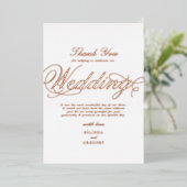 Echte Rose Gold Foil White Wedding Vielen Dank Folieneinladung (Stehend vorne)