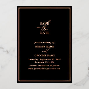 Echte Rose Gold Folie Schwarze Hochzeit Termin mer Folieneinladung