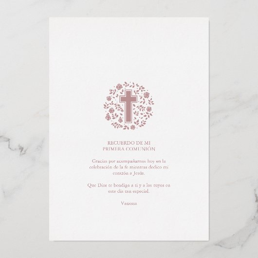 Echte Rose Gold Romantisches Blumenkraut Foto Folieneinladung (Rückseite)