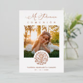 Echte Rose Gold Romantisches Blumenkraut Foto Folieneinladung (Stehend vorne)