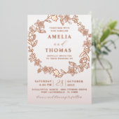 Echte Rose Goldblumenzeremonie Folieneinladung (Stehend vorne)