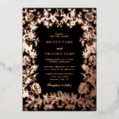 Echte Rose Goldenes Foil Botanische Hochzeit Folieneinladung (Vorderseite)