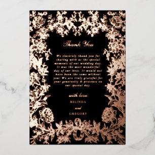 Echte Rosen-Goldfolie Floral Schwarze Hochzeits-Da Folieneinladung