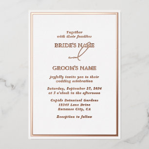 Echte Rosen-Goldfolie Moderne Weiße Hochzeit Folieneinladung