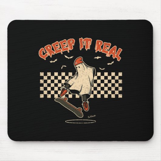 Echte Schreckliches Skateboarding Gespenst Retro H Mousepad (Vorne)