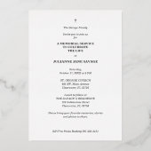 Echte Silber Beerdigung Schwarz-weißes Foto Erinne Folieneinladung (Rückseite)