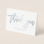 Echte Silber Foil Hochzeit Danke Karte weiß (Vorderseite)