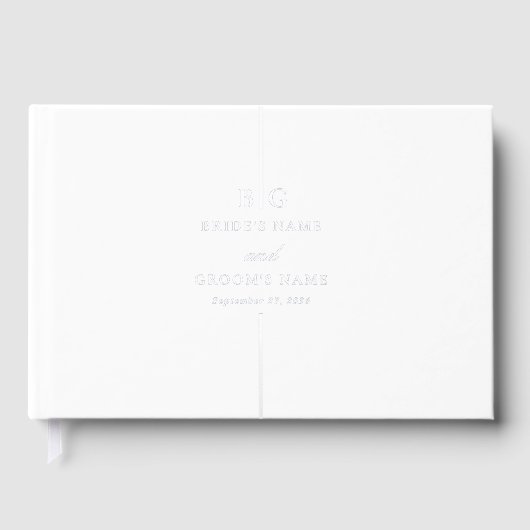 Echte Silber Foil Minimal Elegante Monogram Weddin Gästebuch (Vorderseite)
