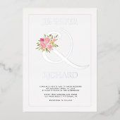 Echte Silberfolie Ampersand, Rose grüne Hochzeit Folieneinladung (Vorderseite)