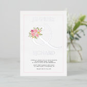 Echte Silberfolie Ampersand, Rose grüne Hochzeit Folieneinladung (Stehend vorne)