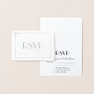 Echte Silberfolie Art Deco Hochzeit RSVP Karten 3,