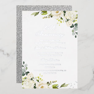 ECHTE SILBERFOLIE Blumen 25. Hochzeitsjubiläum Fol Folieneinladung
