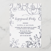 Echte Silberstreifen-Blume Engagement Party Elegan Folieneinladung (Vorderseite)