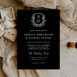 Echte Silberstreifen-Wappen-Monogramm-Hochzeit Folieneinladung