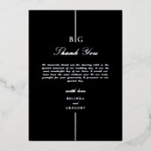 Echte Silver Foil Black Monogram Wedding Vielen Da Folieneinladung (Vorderseite)