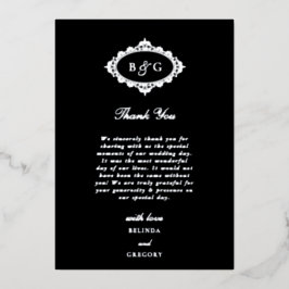 Echte Silver Foil Black Wedding Danke Karte