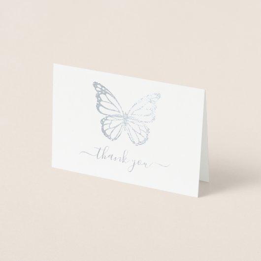 Echte Silver Foil Butterfly Foto Hochzeit Vielen D Folienkarte (Vorderseite)