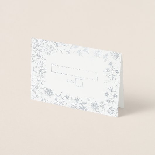 Echte Silver Foil Floral Wedding Platzkarte Folienkarte (Vorderseite)
