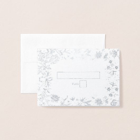 Echte Silver Foil Floral Wedding Platzkarte Folienkarte (Vorderseite mit Umschlag)
