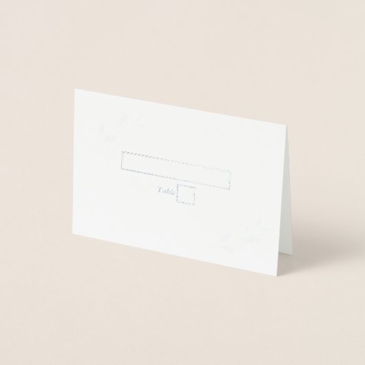 Echte Silver Foil Leaf Monogram Wedding Platzkarte Folienkarte (Vorderseite)