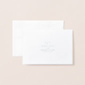 Echte Silver Foil Leaf Monogram Wedding Platzkarte Folienkarte (Rückseite mit Umschlag)