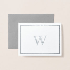 Echte Silver Foil Monogram Mitteilungskarten Folienkarte