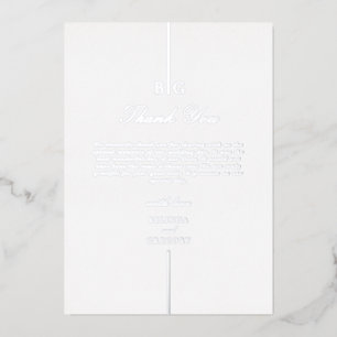 Echte Silver Foil Monogram Wedding Vielen Dank Folieneinladung