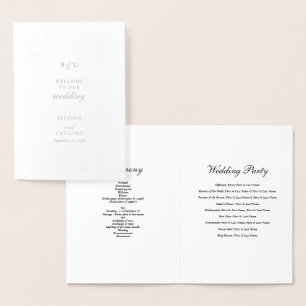 Echte Silver Foil Wedding Order of Service Program Folienkarte