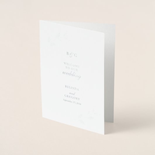 Echte Silver Foil Wedding Order of Service Program Folienkarte (Vorderseite)