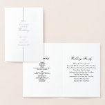 Echte Silver Foil Wedding Order of Service Program Folienkarte<br><div class="desc">Ein wunderschönes echtes Silberfolie-Hochzeitsprogramm mit mit Monogramm Initialen,  gerahmt durch minimalistische Silber-Folie. Ein atemberaubendes Hochzeitsprogramm mit minimalistisch klassischer Typografie. Traditionelle Schrifttyp schafft ein zeitloses,  elegantes Hochzeitsprogramm aus Silberfolie.</div>