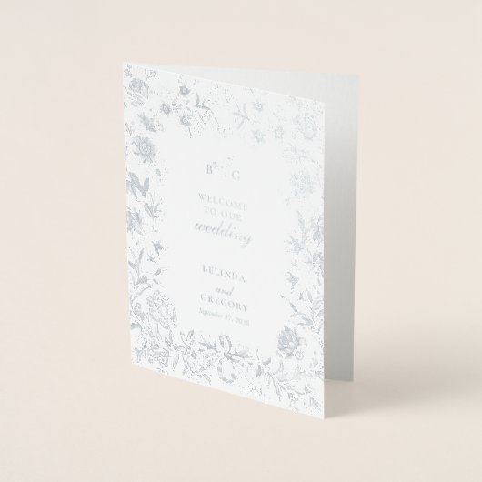 Echte Silver Foil Wedding Order of Service Program Folienkarte (Vorderseite)