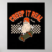 Echte Skateboarding Ghost Bats Retro Halloween 2 Poster (Vorne)