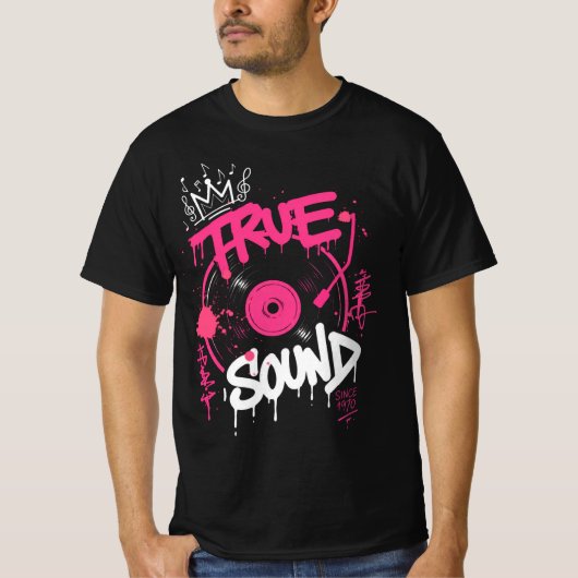 Echte Sound-Graffiti-Schallplatte Retro-Straßenkun T-Shirt (Vorderseite)