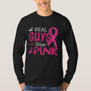 Echte Typ tragen rosa Brustkrebs-Bewusstsein T-Shirt