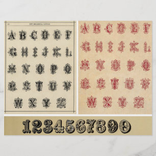 Echte Vintage-Alphabete aus Büchern der viktoriani