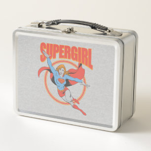 Echte Vintage Supergirl Fliegende Grafik Metall Brotdose