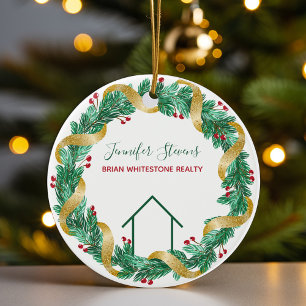 Echte Weihnachten im Anwesen Elegante Green Gold C Keramik Ornament