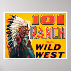 Echte Wildwest-Show, 1910. Vintage-Werbung Poster